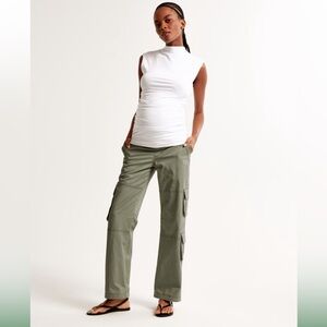 ABERCROMBIE Relaxed Maternity Cargo Pant Green Size 16 Full Panel Stretch Casual